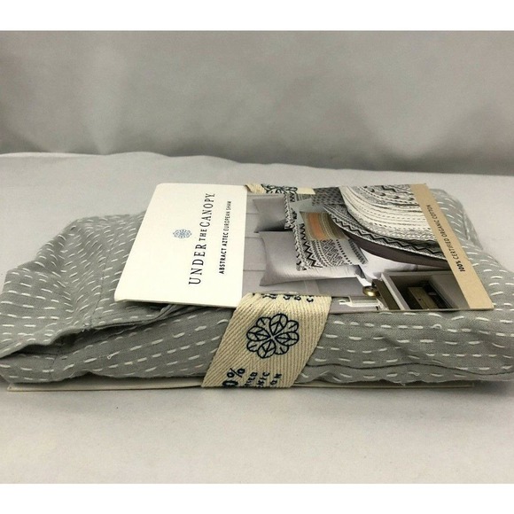 Under The Canopy Euro Sham Gray White Abstract Aztec 100% Organic Cotton 26 x 26 - Picture 9 of 9
